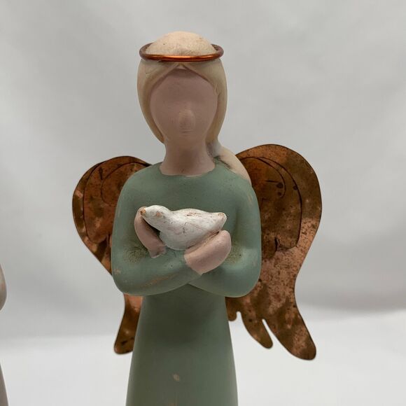 Mindsprings Angels Copper Wings Holding a White Dove 2002 2005 Figurines Basket - Picture 2 of 9